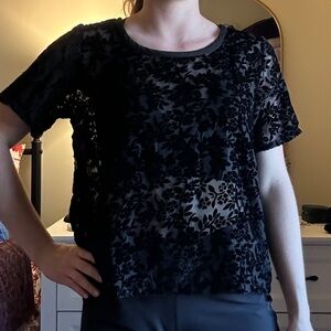 Lucky Brand Black Floral Lace Blouse